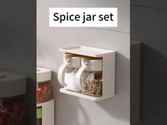 Dauerhafte 2 Gitter klare Gewürze Glasbehälter Töpfe mit Griff und Löffel